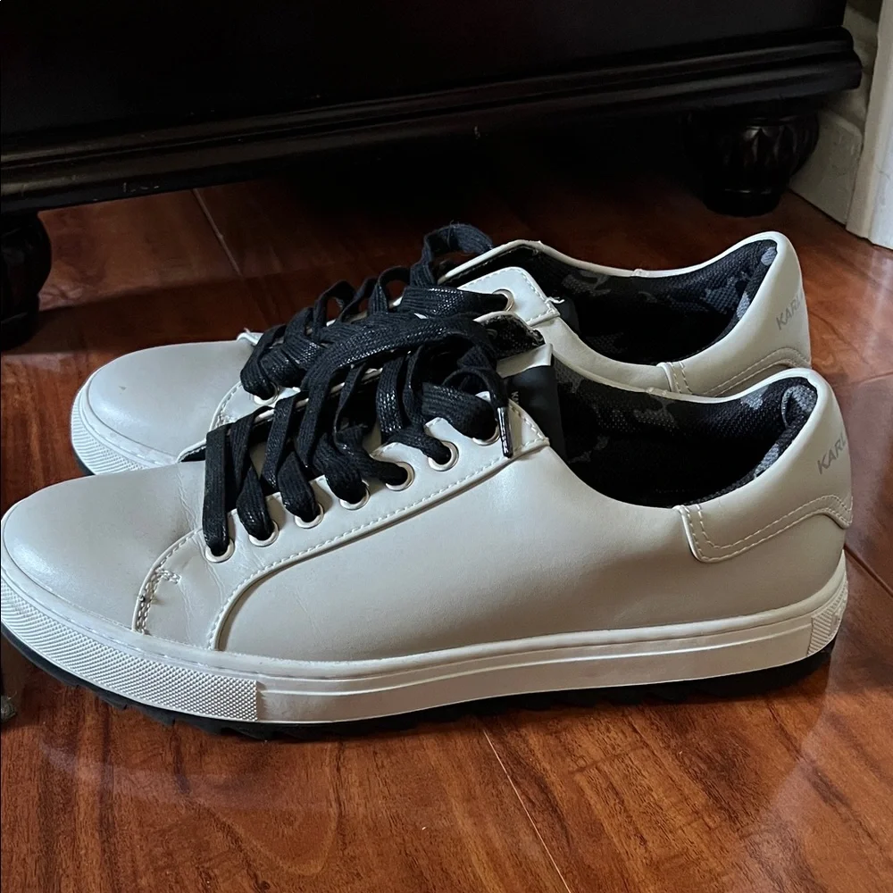 Karl Lagerfeld White and Black Low-Top Sneakers